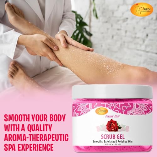 SPA REDI ? Exfoliating Scrub Pumice Gel, Sensual Rose, 16 oz - Manicure, Pedicure and Body Exfoliator Infused with Hyaluronic Acid, Amino Acids, Panthenol and Comfrey Extract
