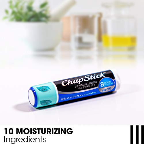 ChapStick Moisturizer 2-in-1 Lipcare SPF 15, Cool Mint, Sunscreen Lip Balm with Aloe Vera and Vitamin E, 0.15 Oz Ea pack of 3 (12) total 36