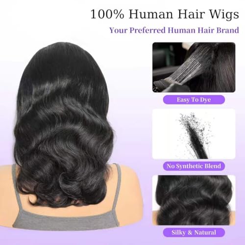 UVVUVV Glueless Body Wave Bob Wig 14" Human Hair 180 Density