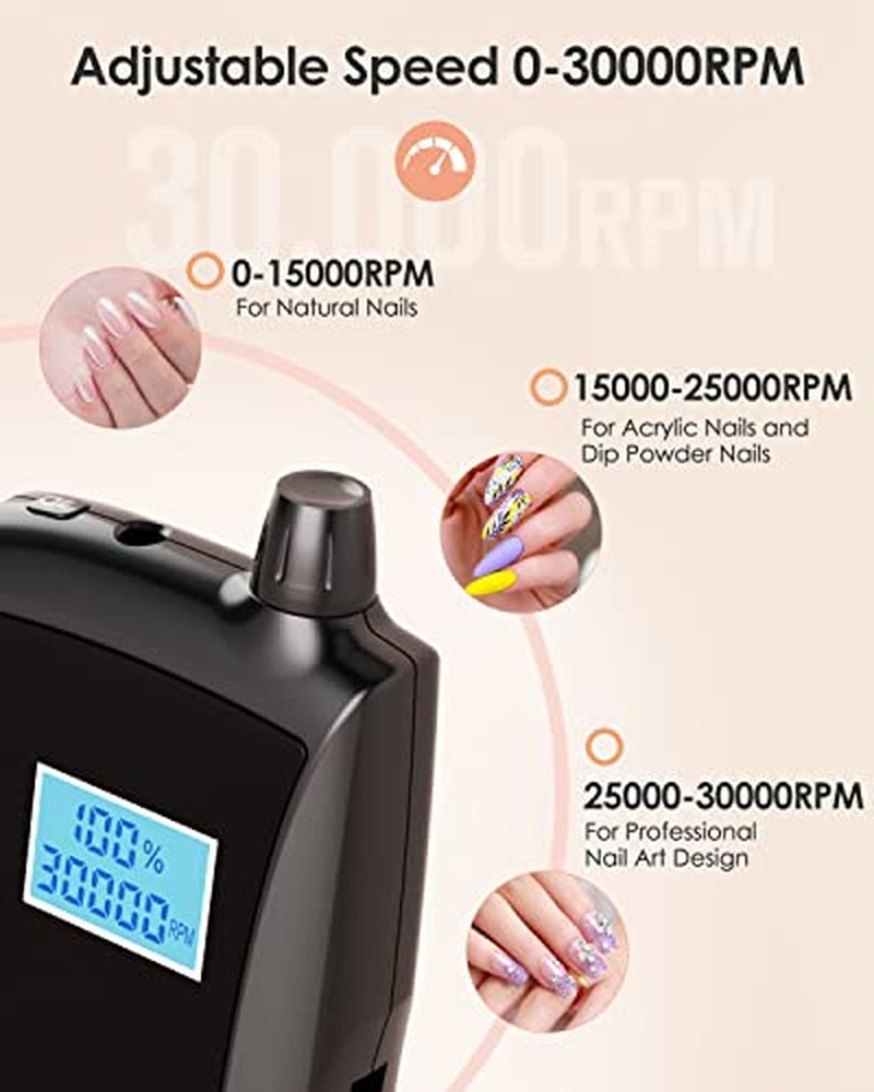 Beloving 30000RPM Rechargeable Nail Drill with LED Display