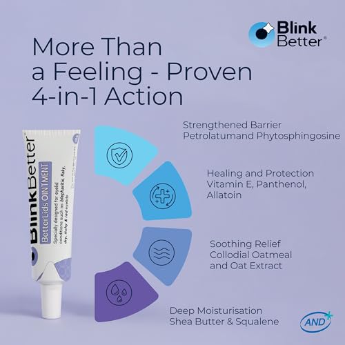 BetterLids Eyelid Ointment for Dry, Itchy & Sensitive Eyelids ? Deep-Moisturising Oat Complex with Shea Butter & Panthenol to Hydrate, Nourish & Soothe Delicate Eyelid Skin ? 0.34 oz