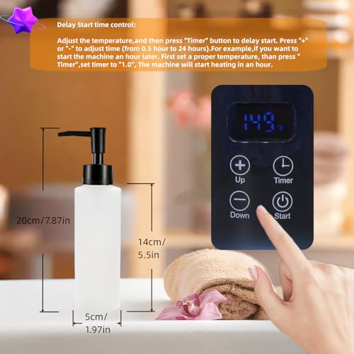 oil warmer for massage, Massage Oil Warmer, lotion Warmer for Spa, Salon and Barber Shops,with 2 Oil Bottle Dispenser,with 1 Grey funnel,Atmosphere lights,Temperature control,Time delay start,White