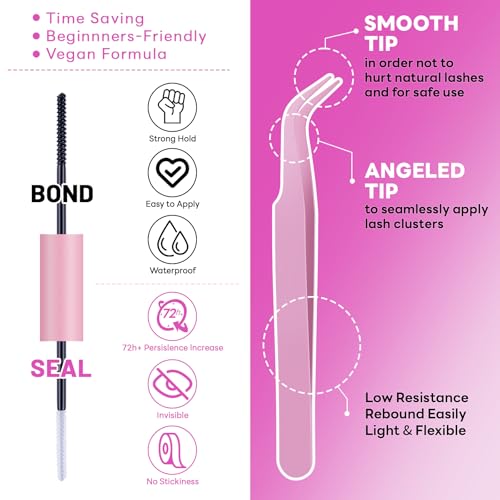 280pcs Cluster Lash Kit with Bond & Seal - DIY Eyelash Extensions