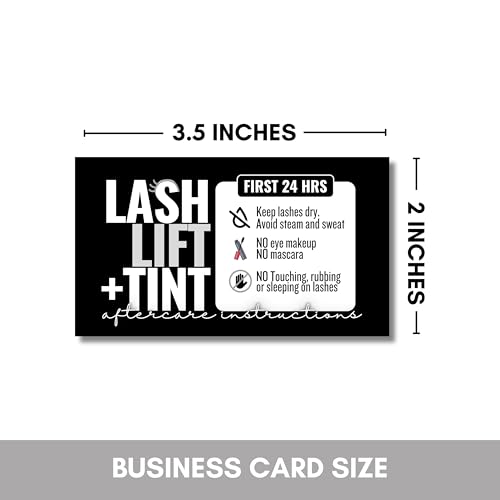 Cute Modern Lash Lift and tint Aftercare Cards - 55 Cards - Full Color high gloss front and back great for lash artist - lash lift aftercare - eyelash aftercare (Black)