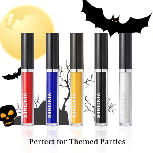 Matte Liquid Lipstick Sets - 5pcs Halloween Lip Gloss Makeup Supplies to Make Your Own Lip Gloss Shades, DIY Makeup Lip Stain for Halloween Masquerade Party Stage Daily Use Make Up