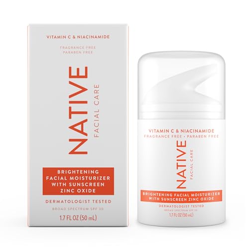 Native Brightening Daily Facial Moisturizer Gentle Face Lotion Hydrating Cream for Women and Men with Vitamin C B3 & SPF 30 Lightweight Non Greasy Formula - 1.7 fl oz