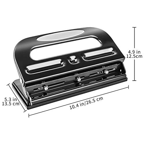 Amazon Basics 2/3 Hole Punch, Semi-Adjustable, 30 Sheet Capacity, Black