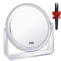 MKUMIR 20X Double Sided Makeup Mirror with 360° Rotation, Portable Tabletop Vanity for Bathroom & Travel