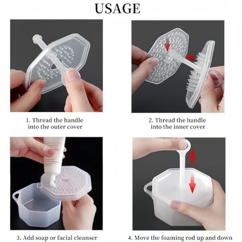 2Pcs Foam Maker For Face Wash,Face Wash Foamer,Press Type Soft,Fluffy,Delicate,Micro Foam.Dense Foam,Easy To Clean And Travel