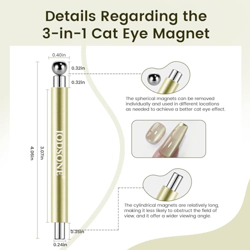 JODSONE 3-in-1 Cat Eye Magnet Nail Art Tool for Gel Polish