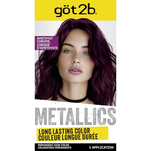 got2b Metallics Permanent Hair Dye, Amethyst Chrome M69, Hair Color for Women & Men, Formulated with Metallic-Shine Booster for Cool, Shimmering Tones, Lasts Up to 30 Washes, 1 Kit