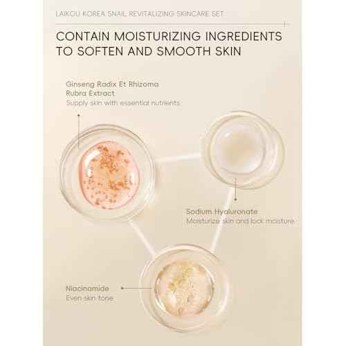 Korean Snail Essence Skin Care Kit,Skincare Gifts for Women,Include Gentle Cleanser,Toner,Eye Cream,Serum,Cream,Long-Lasting Moisturizing & Nourishing,Minimizes the Look of Wrinkles