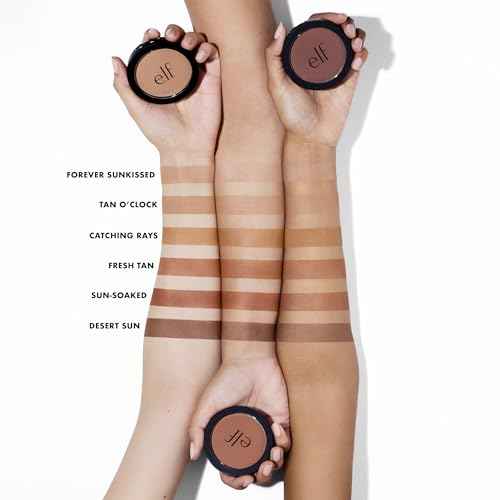 e.l.f. Primer-infused Bronzer, Long-Wear, Matte, Bold, Lightweight, Blends Easily, Contours Cheeks, Forever Sun Kissed, All-Day Wear, 0.35 Oz