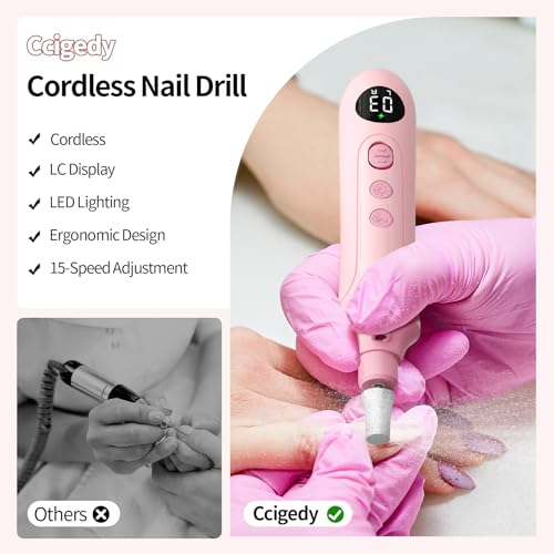 Cordless Electric Toenail Grinder with LED Light - 15 Speeds & USB-C Rechargeable