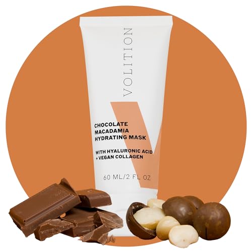 Volition Beauty Chocolate Macadamia Hydrating Mask with Hyaluronic Acid + Vegan Collagen | Nourishing & Replenishing Face Treatment | Luxury Firming Facial for Skin Barrier Repair