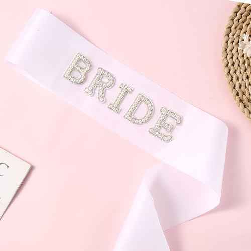 Bride Sash with Pearls and Rhinestones, Bride to Be Sash Gift, Bachelorette Party Sash Accessories, Bachelorette Party Decorations, Bridal Shower Gift Wedding Decorations