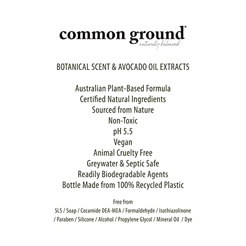 COMMON GROUND Body Wash & 3 Hand Wash Bundle (5 Items), Paraben & Cruelty Free, Organic, Vegan, Plant-Based, Botanical Scent & Avocado Oil Extracts, Men, Women, Sensitive, All Skin Types