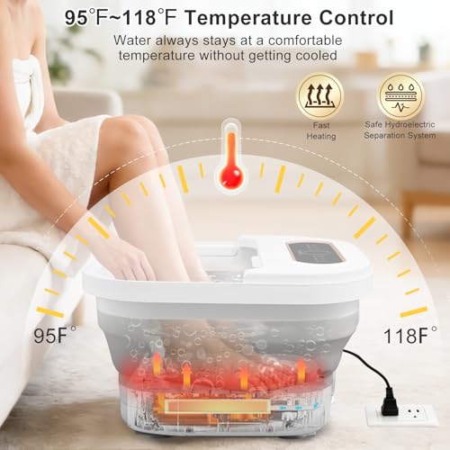 Collapsible Foot Spa Bath with Heat, Touch Screen, Remote Control, Massage Rollers, Timer, Bubble, Foot Pedicure Kit, Temperature Control Pedicure Foot Spa, Foot Bath