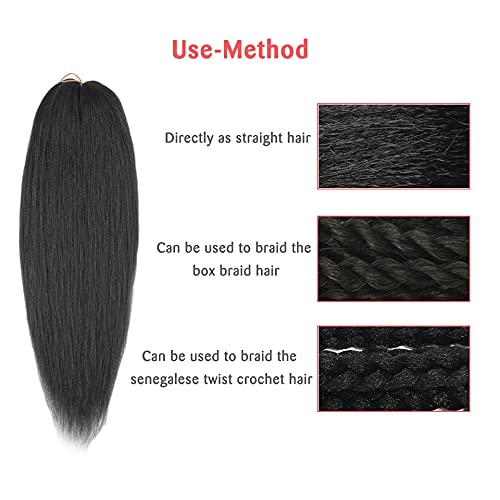 Leeven Pre Stretched Braiding Hair Extensions 26 Inch 2 Packs Synthetic Crochet Braids Natural Easy Braiding Crochet Hair Hot Water Setting Professional Soft Yaki Texture (1B/30/27#)