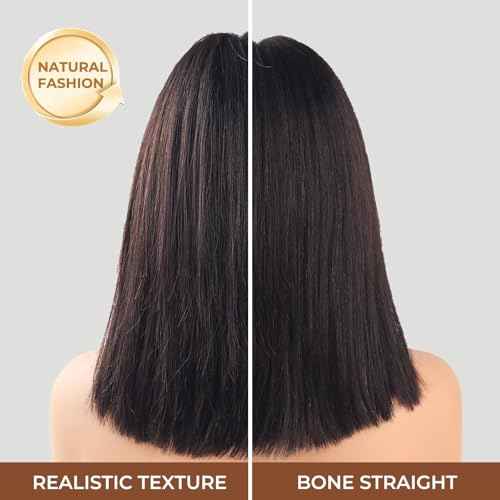 3x1 HD Lace Closure Bob Wig with Bangs Human Hair for Black Women, Realistic Scalp, 100% Raw Human Hair Bob Wig, 180% Density, Glueless Short Bob Wig Human Hair, Natural Black