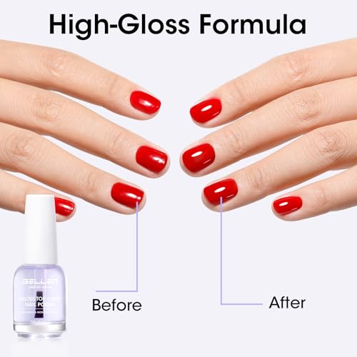 GELLEN Clear Nail Polish Top Coat – High Gloss, Quick Dry, Non-Toxic