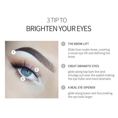 White Eyeliner Pencils 12 Pack Waterproof Eye Brightener