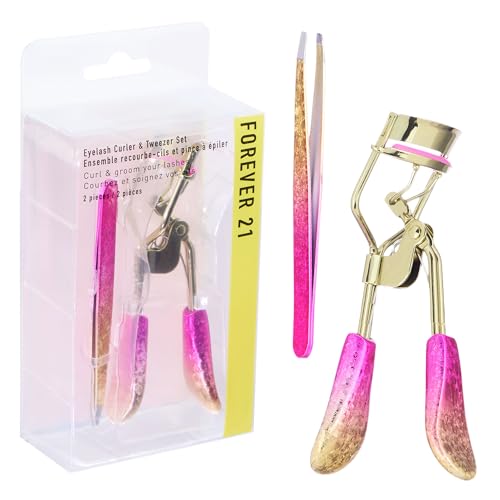 Eyelash Curler & Tweezer Set - 2pc Lash Kit w/Precision Lash Curler & Lash Tweezers for Eyelash Strips | False Eyelash Applicator Tool Kit