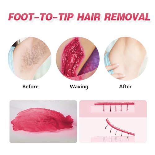 Hard Wax Beads for Hair Removal, 3lb Bulk Professional Brazilian Waxing Beads for Sensitive Skin Women Men, 48oz Big Bag of Wax Pellets for Body Bikini Legs Fine Hair & Coarse Hair Strawberry Red