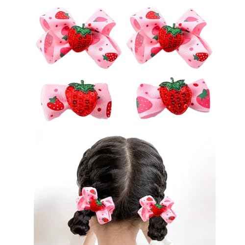 4Pcs Little Girls Strawberry Hair Bows Toddler Strawberry Hairpins Strawberry Hair Accessories Strawberry Hair Snap Barrettes