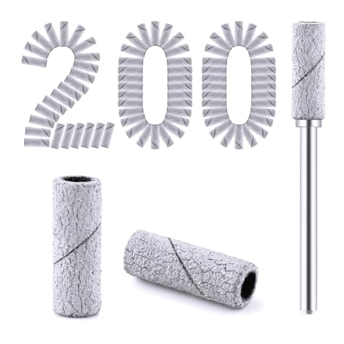 200 Pcs 180 Grit Nail Drill Bits Sanding Bands Set for Manicure
