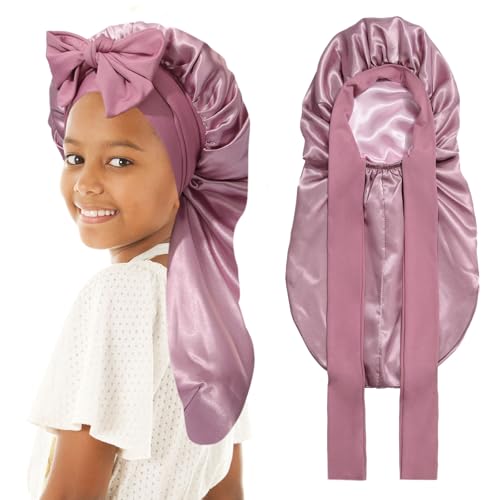 Kids Satin Bonnet for Long Hair & Braids | Double-Layer Sleep Cap