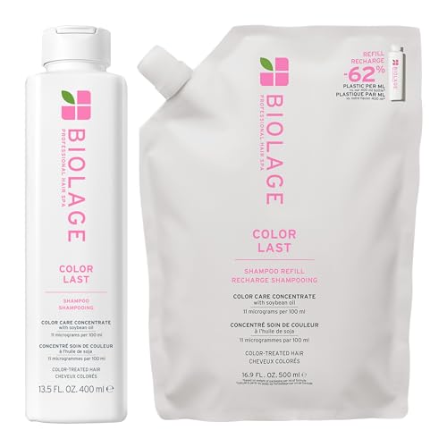 Biolage Color Last Shampoo & Refill Set for Color-Treated Hair - Vegan, Nourishing & Shine-Enhancing