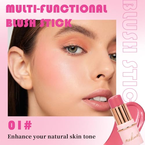 Peach Pink Cream Blush Stick - Buildable, Long-Lasting, Vegan