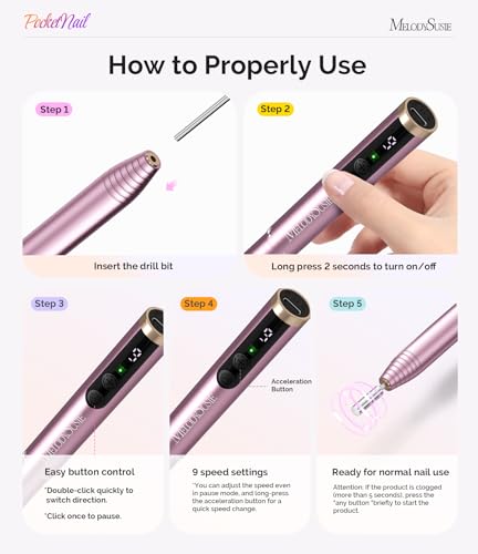 Cordless Pen-Shaped Nail Drill for Manicures - Portable & Adjustable Speed