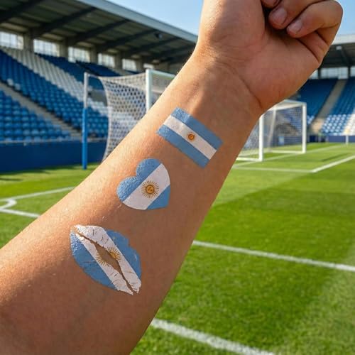 Argentine Flag Temporary Tattoos - 10 Pack Waterproof
