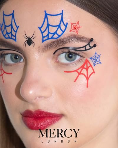 Mercy London Spiderweb Face Gems - Red, Blue & Black Stick-On Crystals