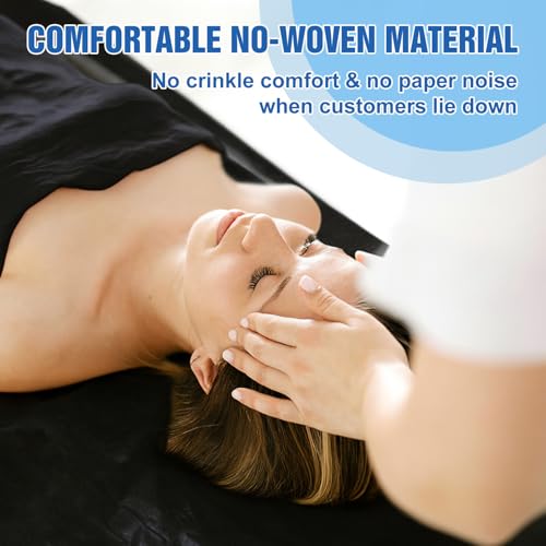 Disposable Bed Sheets 31" x 71" Massage Table Covers Non Woven Fabric Massage Bed Sheets Breathable Bed Cover for Spa Massage Beauty Tattoos Waxing Table (Black-50Pcs)
