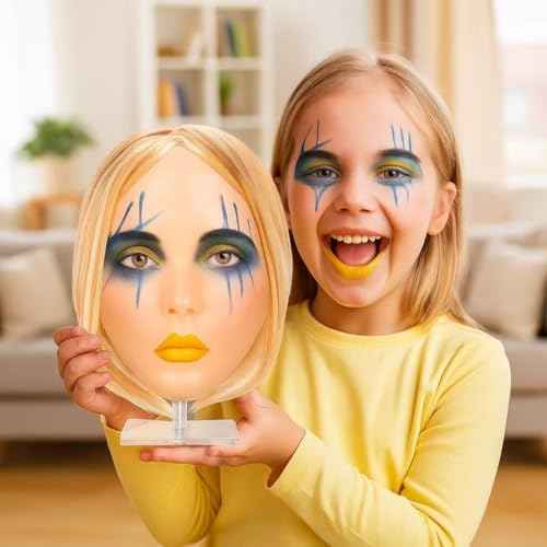 Kids Makeup Practice Face ? 5D Silicone Training Head with Full Kit, Reusable Makeup Practice Kit for Beginners, Children & Enthusiasts, Supports False Lashes & Wigs