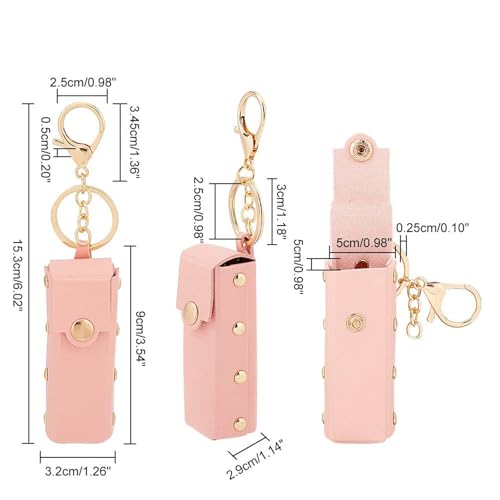 3-Pack Leather Lipstick Holder with Metal Hook Clip