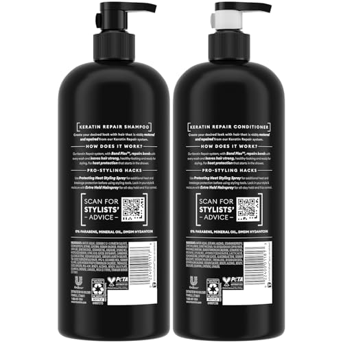 TRESemm? Shampoo and Conditioner, Keratin Repair ? Bond Repair Hair Treatment, Frizz Control, 28 Oz Ea