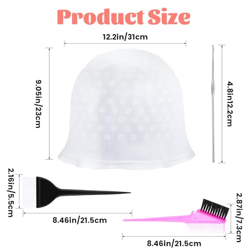 Silicone Hair Highlighting Cap Kit with Hook Needle & Dual Combs