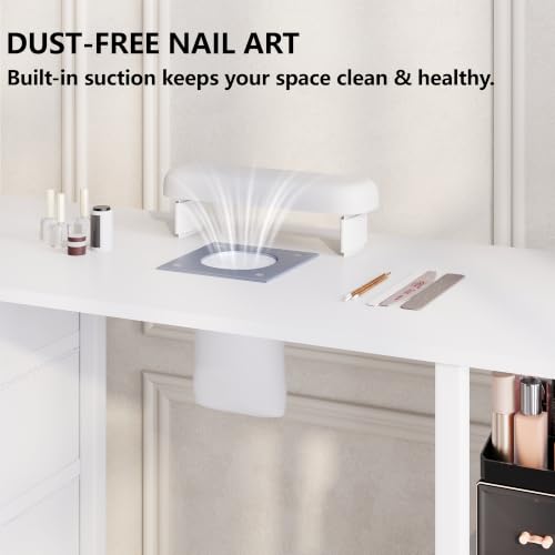 LIVEHOM Manicure Table with Dust Collector & Power Outlets
