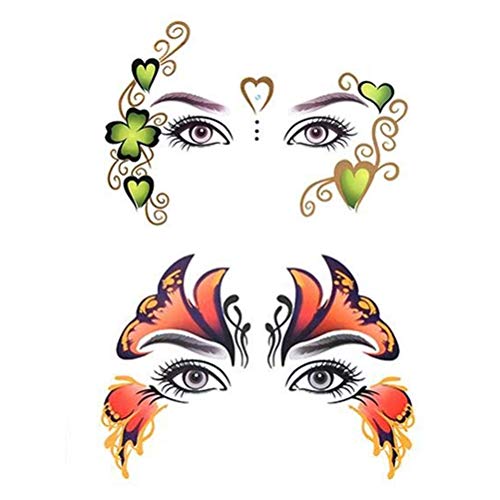 8 Pack Waterproof Face Temporary Tattoo Stickers