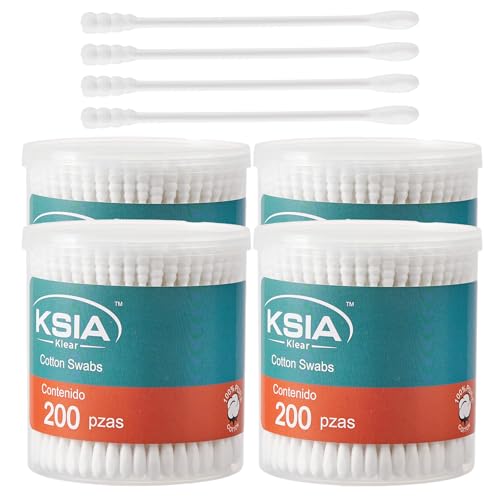KSIA Spiral Cotton Swabs 800 Count for Ear, Makeup & Cleaning with Paper Stick