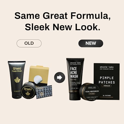 Shield Men's Acne System - Face Wash, Moisturizer & Patches