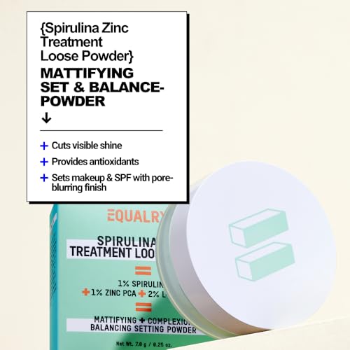 Spirulina Zinc Treatment Loose Powder - Lightweight Matte Oil Control Makeup Setting Powder with Zinc PCA & L-Carnitine for Oily Skin