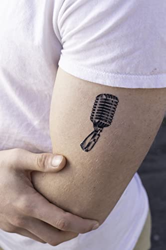 Temporary Tattoos 8-Piece Set – Microphone, Dollar, Anchor