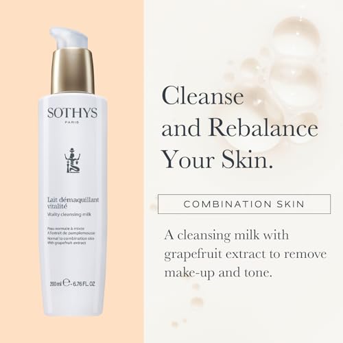 SOTHYS Vitality Cleansing Milk | Refreshing Daily Face Cleanser | Hydrating Grapefruit Extract for Normal or Combination Skin