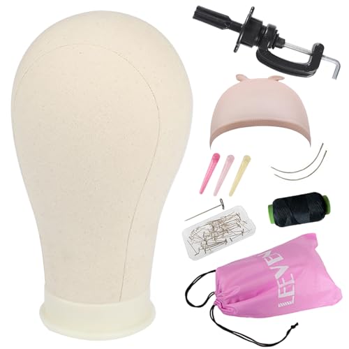Leeven Canvas Block Head Mannequin 22" with Table Clamp Stand