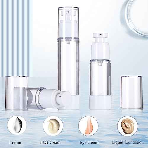 Qeuly 3 Pack Airless Pump Bottles 0.5 oz Travel Size Pump Bottle Lotion Container Refillable Cosmetic Pump Dispensers for Foundation Moisturizer Shampoo Toiletry (SN-15)